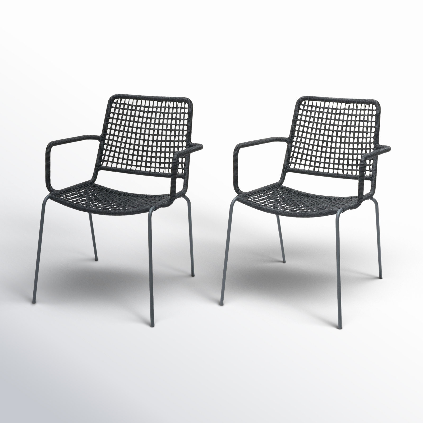 Vashon Stackable Aluminum Patio Armchair, Black