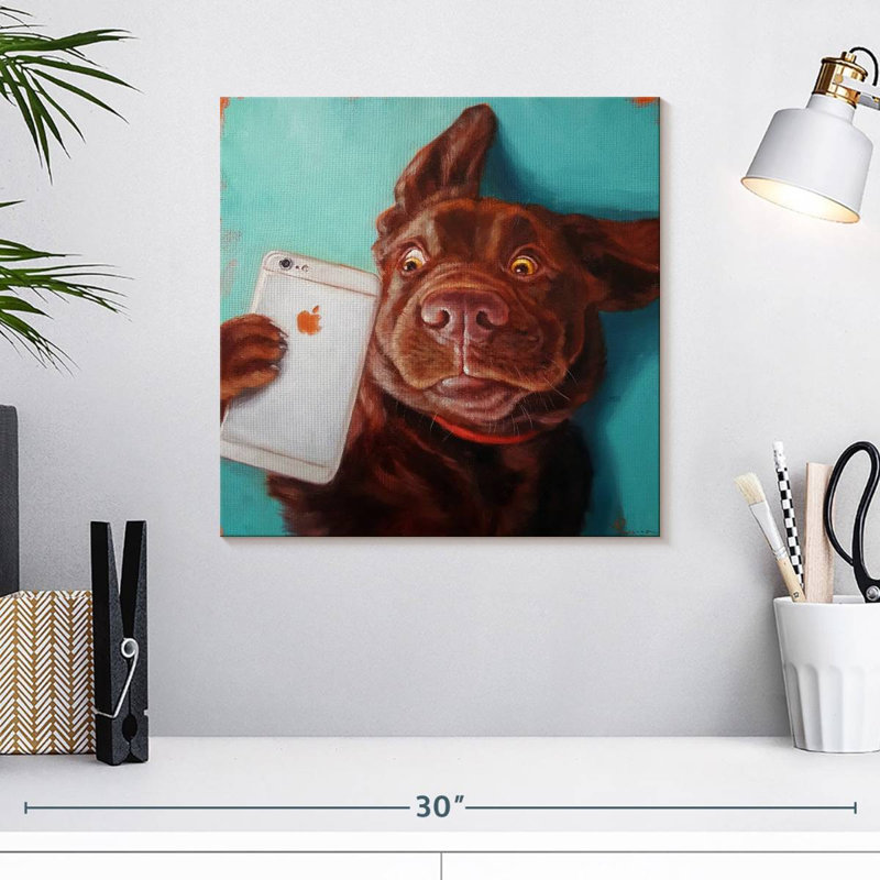 Égoportrait de chien, H 16 po x l 16 po