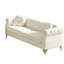 Canapé Chesterfield en velours de 82 po avec des clous en cuivre, des boutons capitonnés, des pieds en métal et 2 coussins ronds-729741343