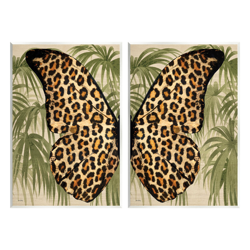 «Cheetah Butterfly Wings», ensemble de 2 plaques murales par Amber Sterling, H 15 po x l 20 po