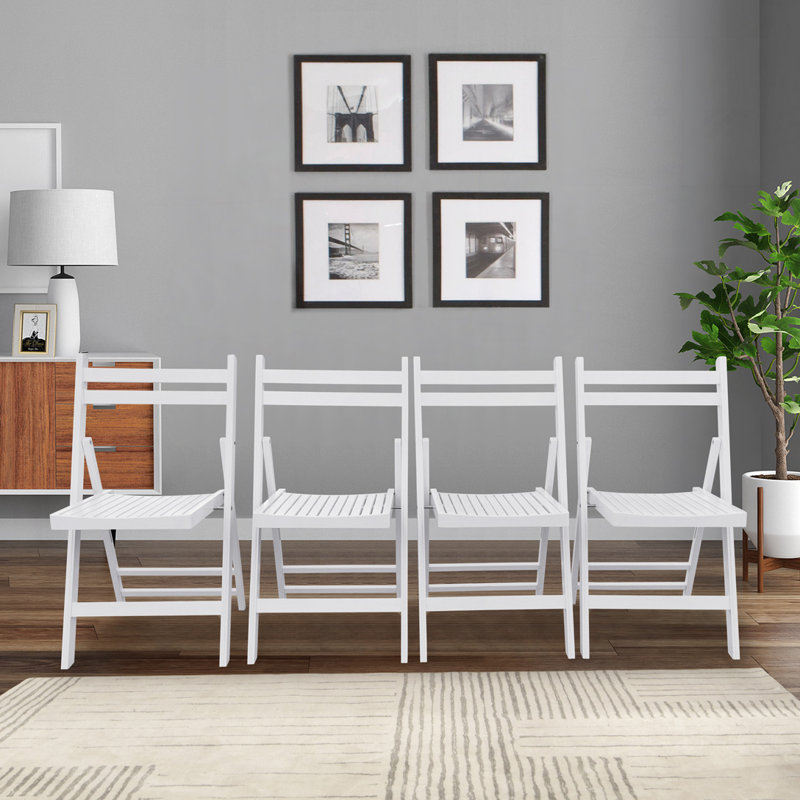 Furniture Slatted Wood Folding Special Event Chair, White