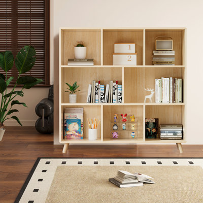 Pine Wood 8-Compartment Storage Cabinet, 44"L X44" H Fixed Shelves Organizer For Books/Toys/Home Décor