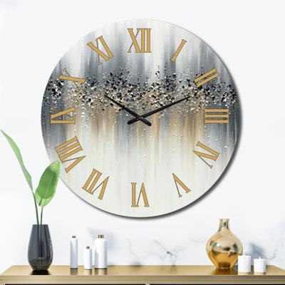 Horloge murale abstraite en métal - sérénité gris doux