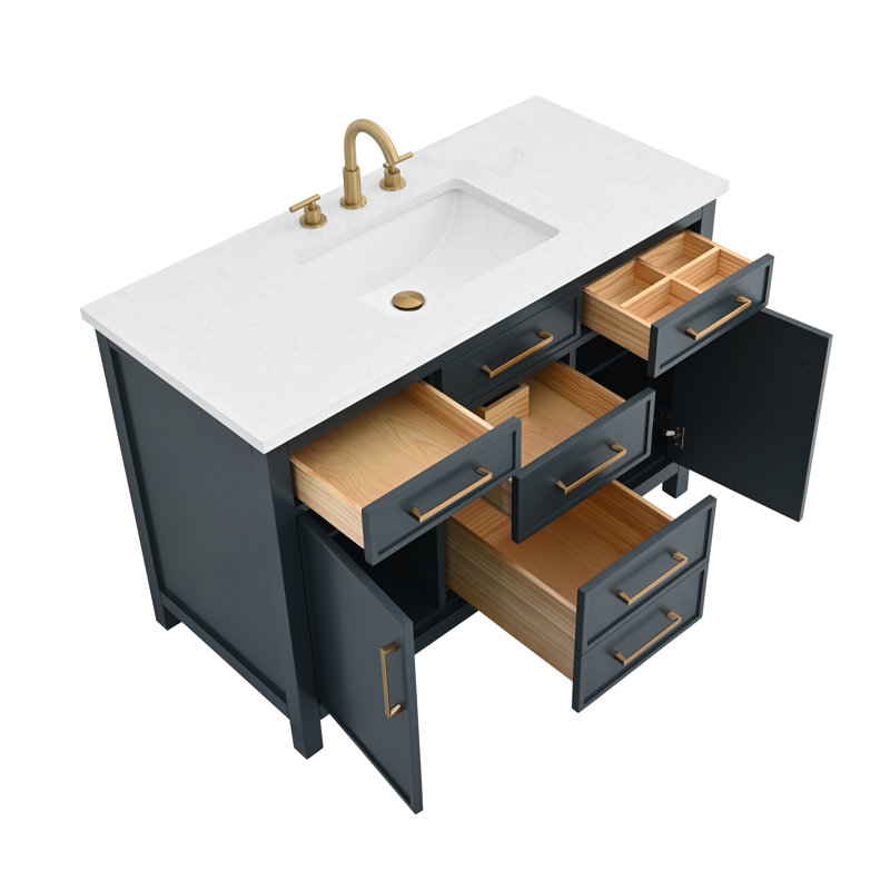 Wenniah 48" Single Vanity, Vintage Blue/Brushed Bronze