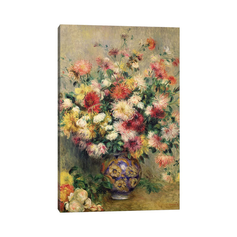 «Dahlias» par Pierre-Auguste Renoir, reproduction d'art sur toile tendue, H 40 po x l 26 po x P 1,5 po