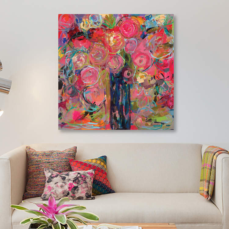 « release », impression sur toile, H 12 po x l 12 po x P 1,5 po, Toile tendue, Pas de tapis