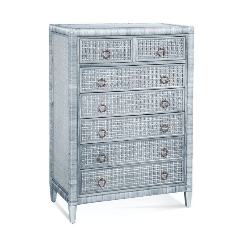 Monterey 7 - Drawer Dresser, Satin Nickel, Sea Glass, No