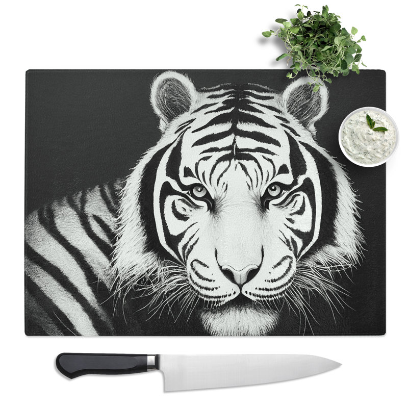 Monochrome Tiger Vol.3  Glass Chopping Board