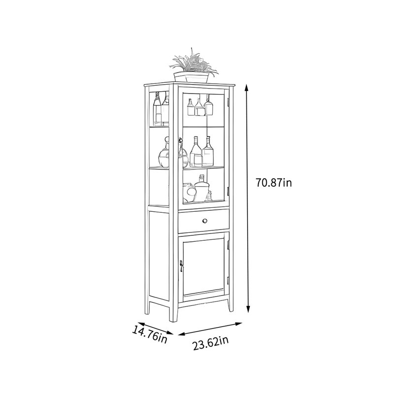 Armoire de rangement simple, (5 tablettes) H 70,87 po x l 23,62 po x P 14,76 po