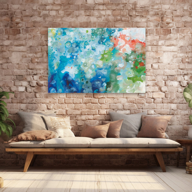 Art abstrait abstrait et bleu, H 40 po x l 60 po