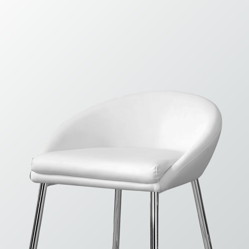 Tabouret de bar à quatre pieds Lester en chrome / blanc (ensemble de 2), H 29,62 po x l 20,3 po x P 20,3 po