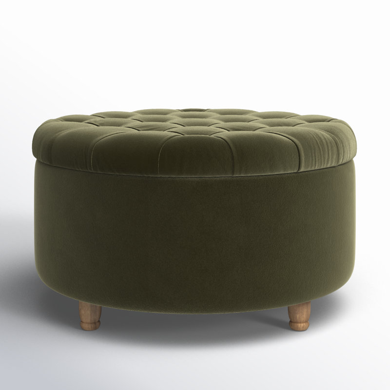 Repose-pieds Noelle, Velours vert sauge, Brun