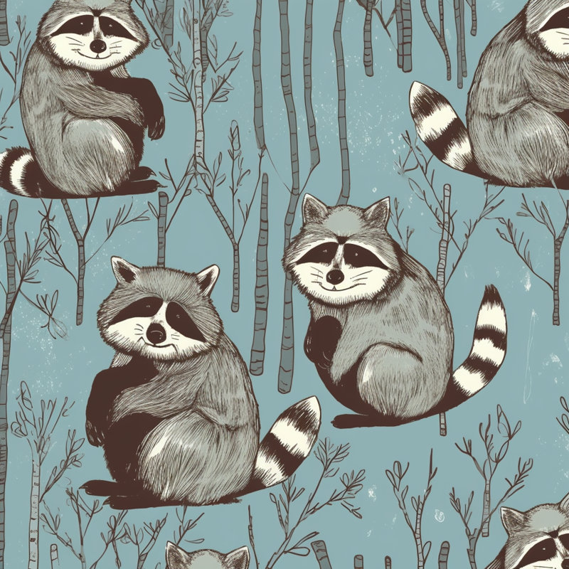 Racoons Animals Blue Bedding, King Comforter