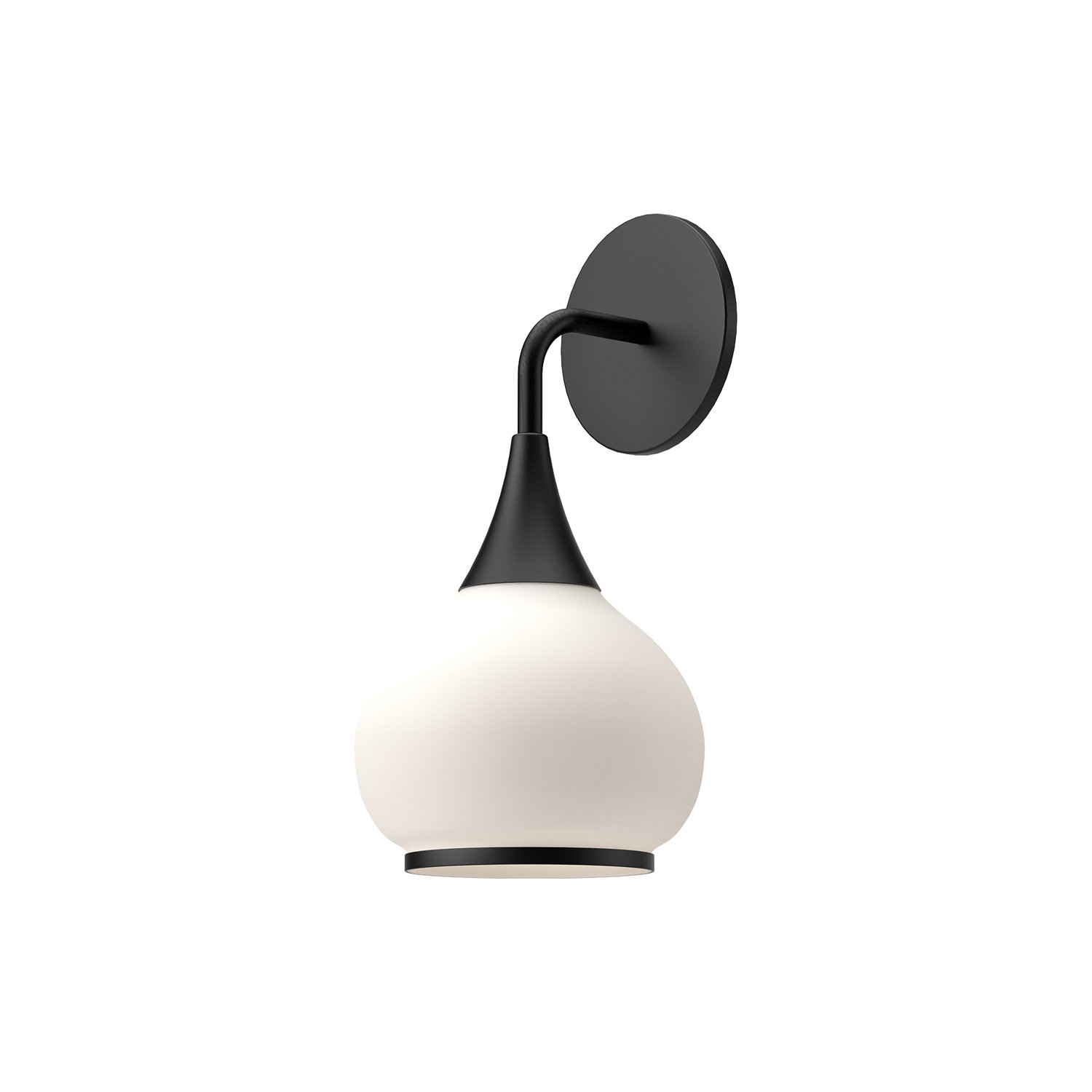 Marsi Single Bath Sconce, Matte Black, Opal Matte Glass