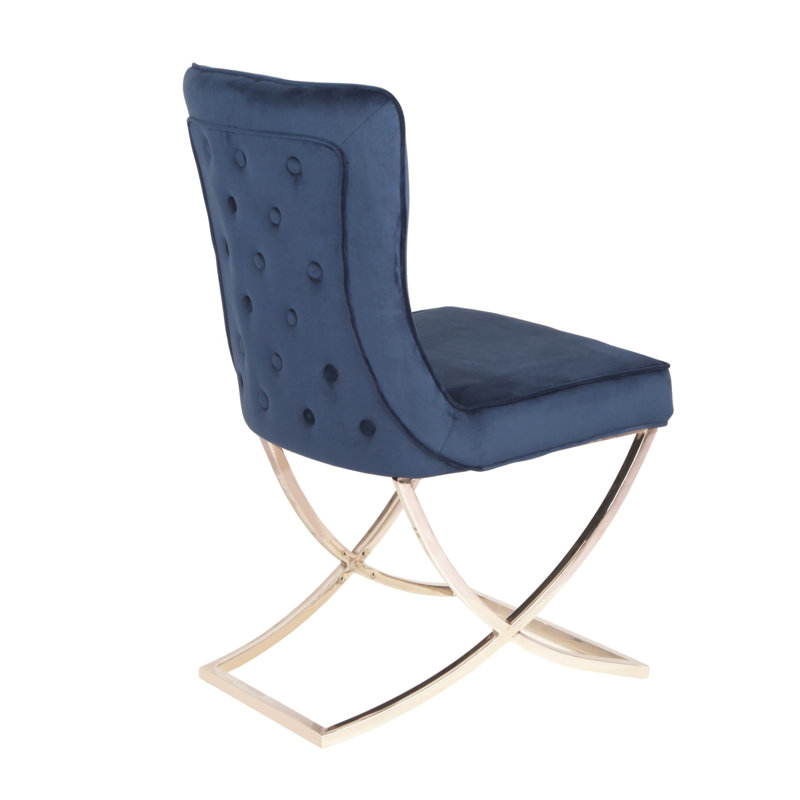 Chaise d'appoint rembourrée en velours, bleu