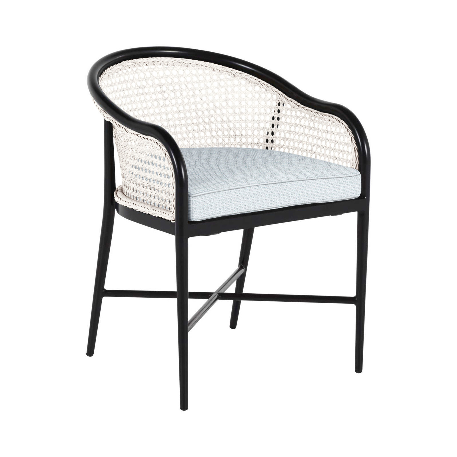 Havana Cane N-Dura Resin Wicker Outdoor Arm Chair, Chalk, Welt, Paper Sky