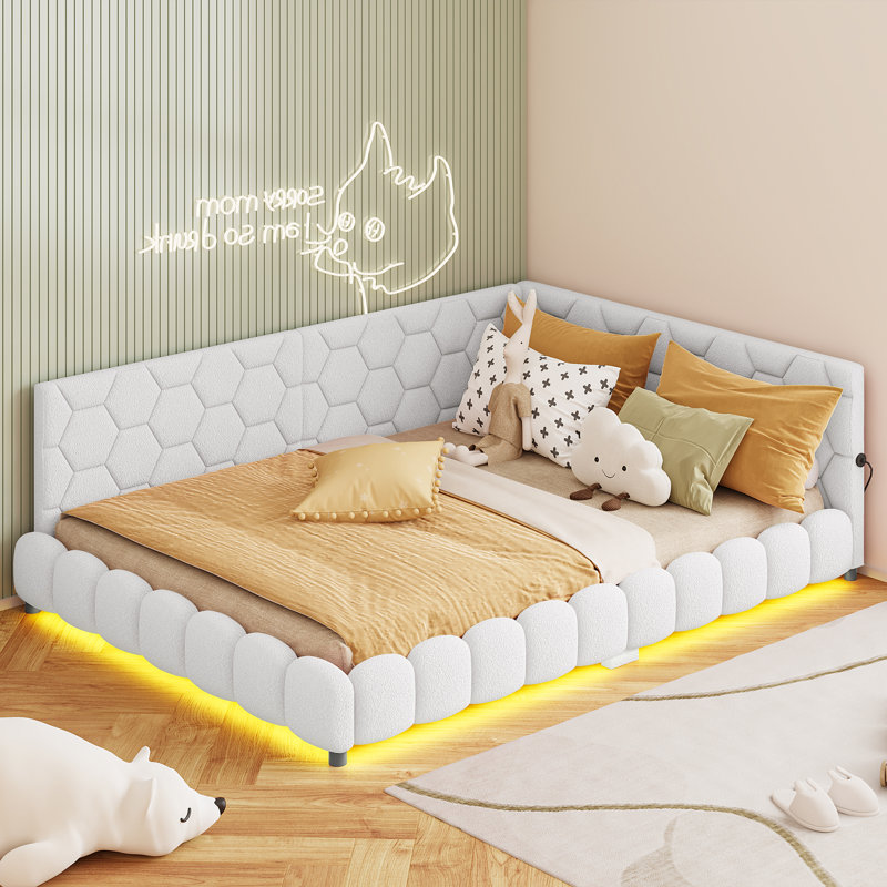 Daybed With LED Lights And Charging Station, White