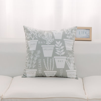 Herb Pots And Polyester Insert Pillow