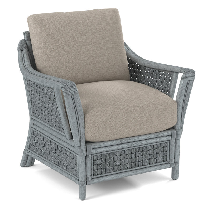 Boca Armchair, Green and Blue Stripe; 0252-54, Nickel