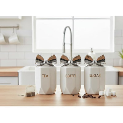 Ceramic / Porcelain Coffee, Tea, & Sugar Jar Sets - Set of 3