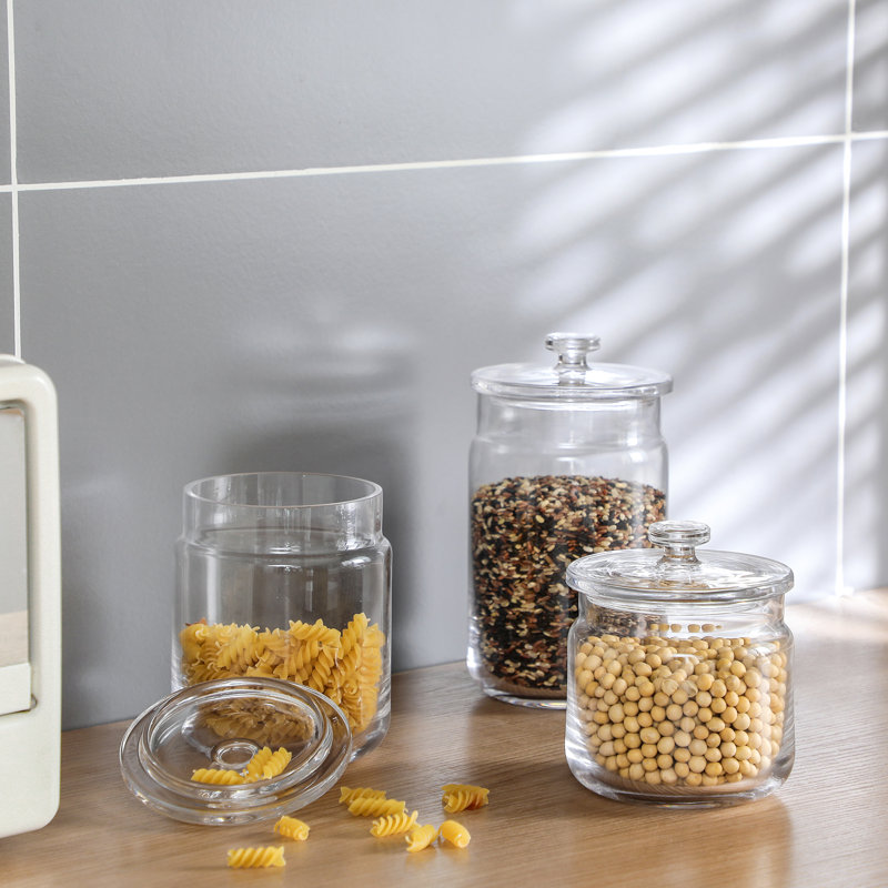 Clear Glass BPA-Free Canister Set with Lids - Set of 3