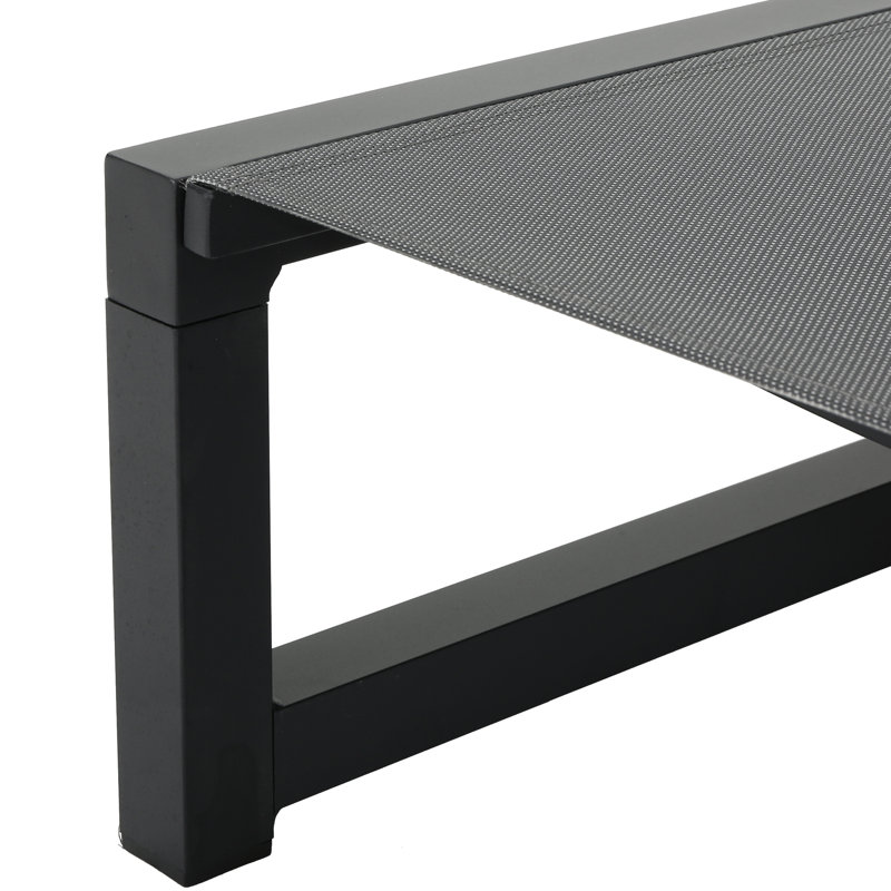Chaise longue d'extérieur en noir et gris - Patio moderne en aluminium et en maille avec construction respirante