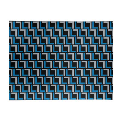 Tapis géométrique gris / bleu / noir