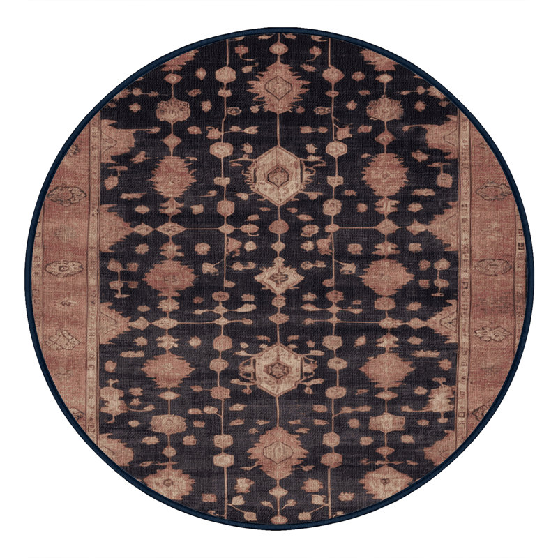 Tapis mauve lavable à la machine, Rond 5 pi