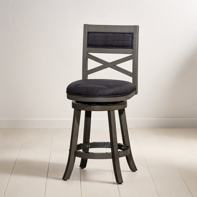 Tabouret de bar pivotant à hauteur de comptoir 24,02 po (ensemble de 1), Gris, Gris anthracite