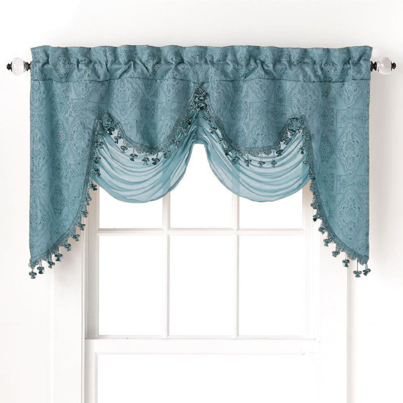 Munsell Damask Swag Window Valance, Turquoise