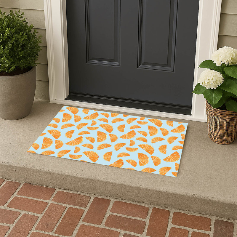 Paillasson Summer Oranges, Bleu nuage, L 34 po x L 21 po