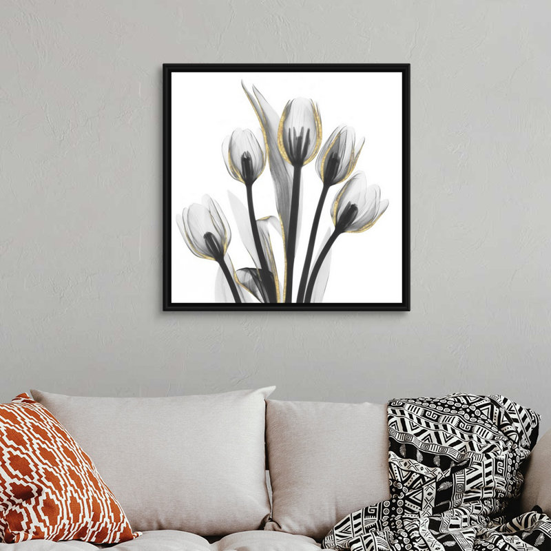 Reproduction d’art sur toile, "Gold embellies tulipes 1" par Albert Koetsier, H 32 po x l 32 po x P 1,75 po, Cadre noir