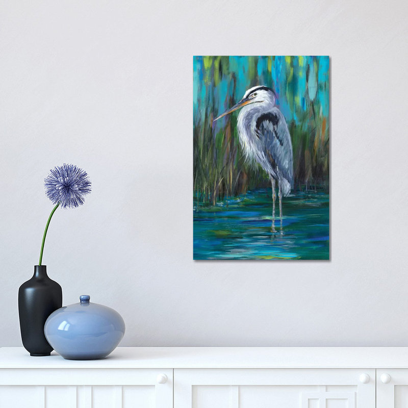 " Standing Heron II " by Julie Derice Painting Print, 18" H x 12" W x 1.5" D
