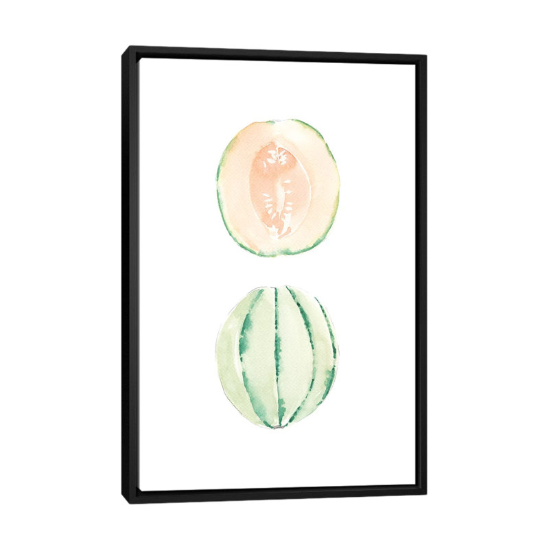 Cantaloupe Slice 1 Piece Painting on Canvas, 66.04 cm H x 45.72 cm W, Black Framed