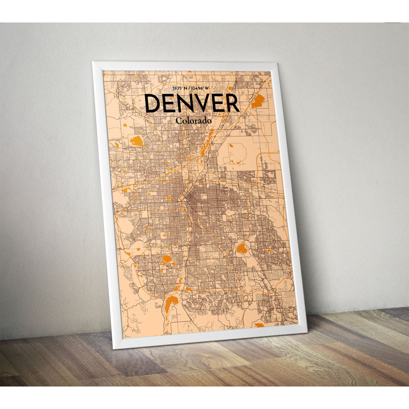 Denver City Map 1 Piece Wall Art, 91.4cm H x 61cm W x 0.1cm D