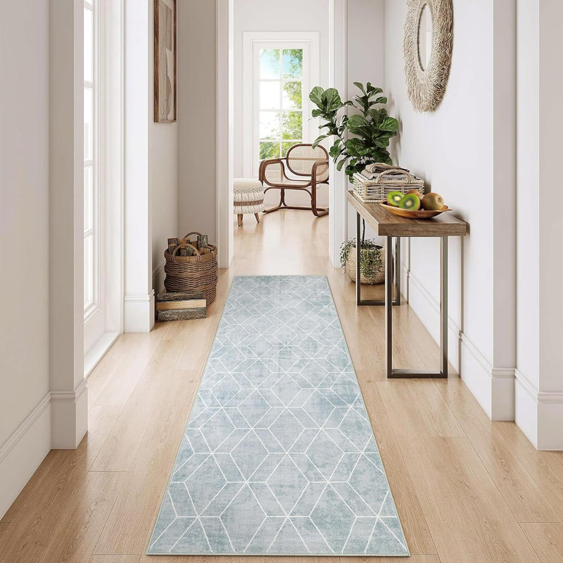 Tapis géométrique lavable 9 x 12, tapis antidérapant doux pour le salon, la salle à manger, la chambre de bébé, beige