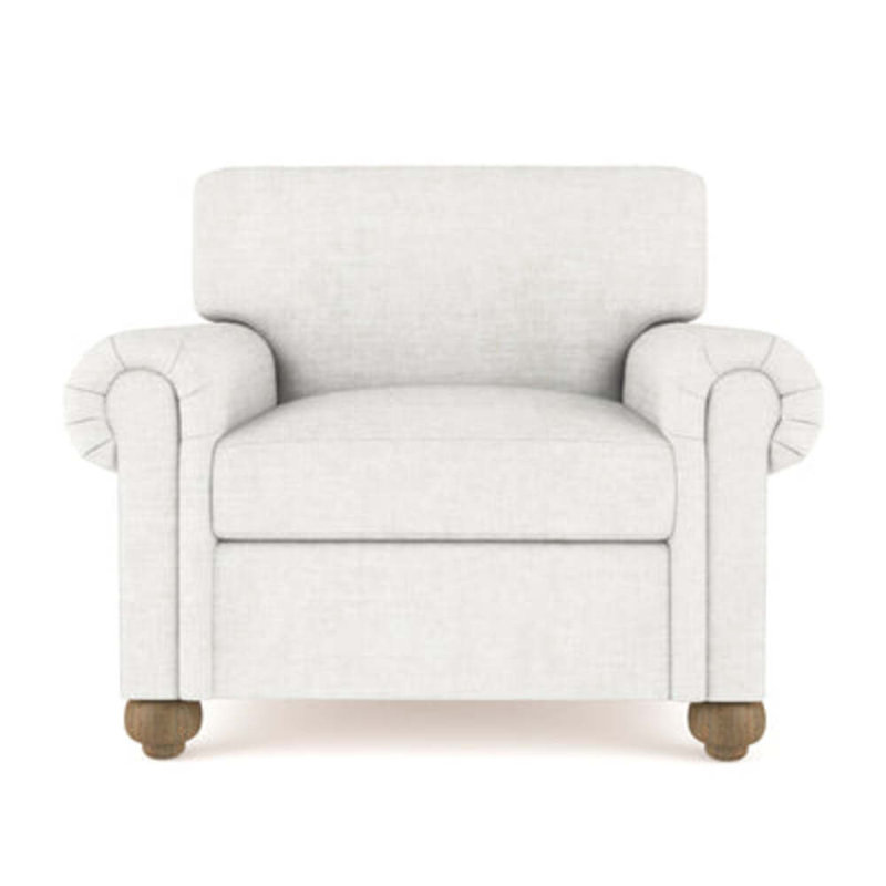 Leroy Armchair, 36" H x 41" W x 43" D, Crushed Velvet Alabaster, Weathered