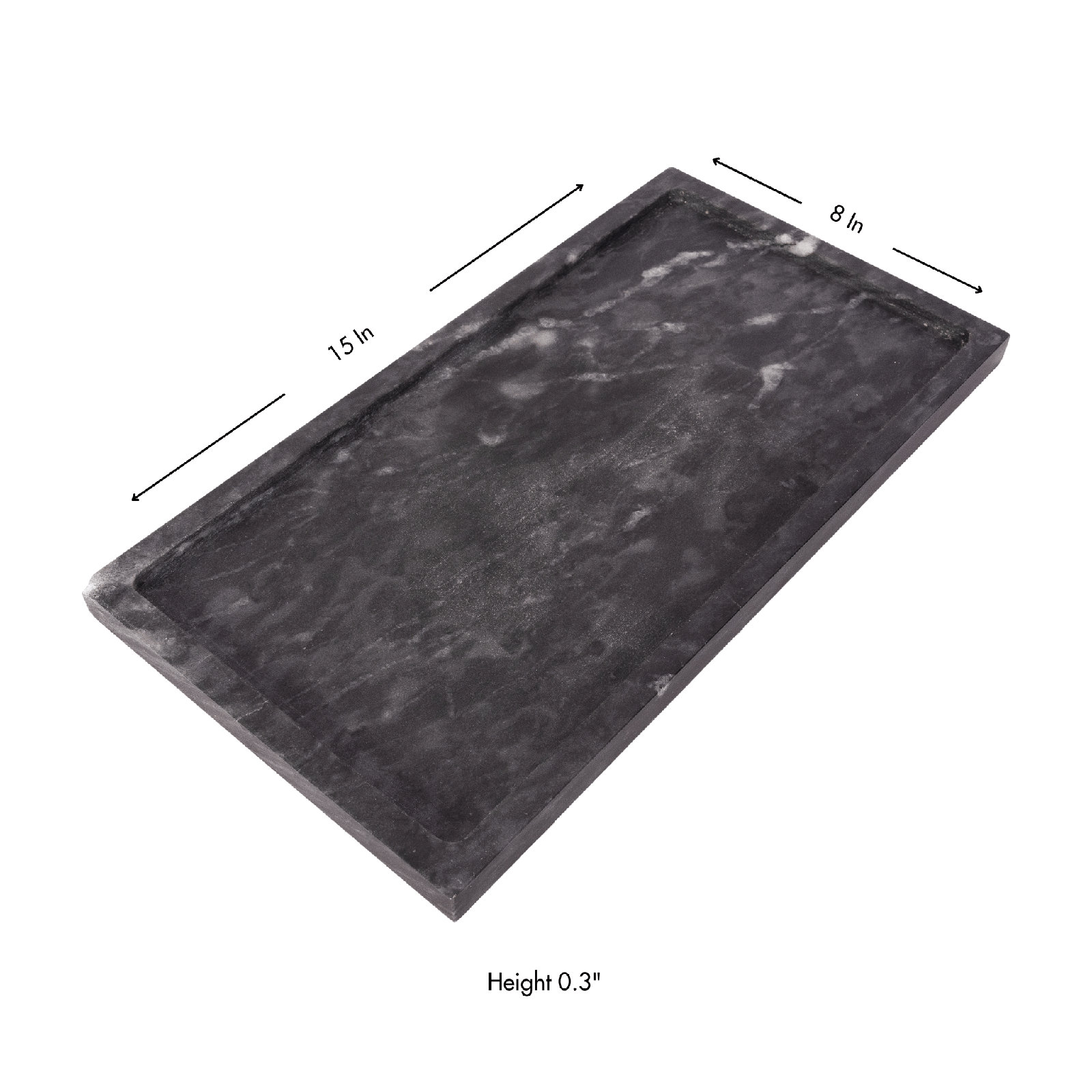 Genuine Marble Decorative Tray, Black Matte