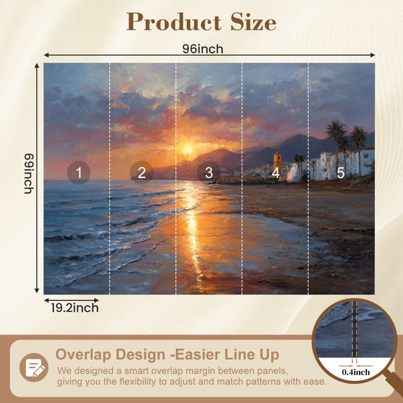 Papier peint auto-adhésif Sunset Beach Sunset Ocean Sunset Coastal Seaside Town Sea, L 96 po x l 69 po