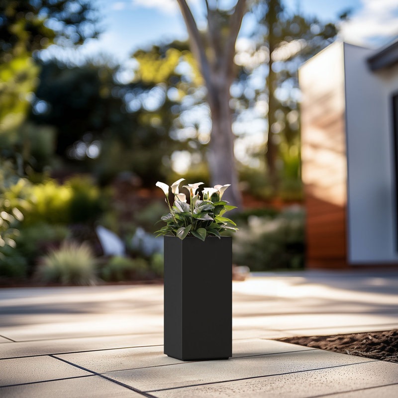 Boîte à fleurs en béton Kalil, Gris granite, H 20 po x l 9 po x P 9 po