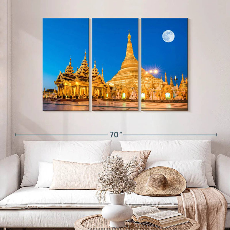 Temple bouddhiste Shwedagon, H 32 po x l 50 po