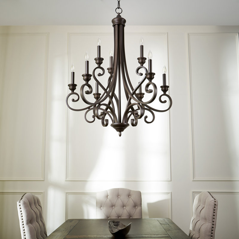Lustree 9 lumières façon bougie/classique Cambron, Bronze huilé