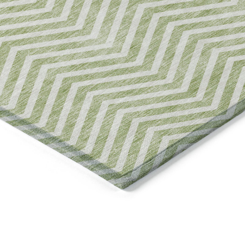 Tapis d'intérieur et d'extérieur lavable à motif d'artichauts vert et ivoire 5 pi x 8 pi