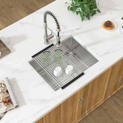 23"W Single Bowl Stainless Steel Undermount Kitchen Sink
