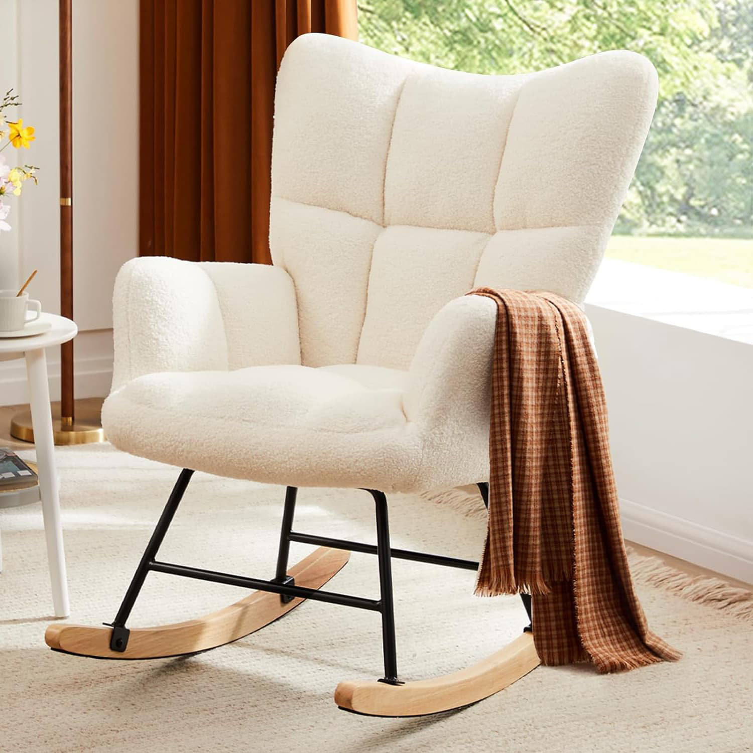 George Oliver Rocking Chair, Upholstered Rocking Chair High Back ...