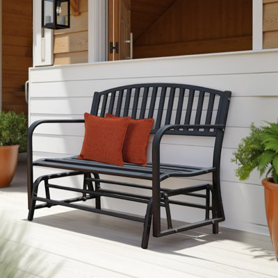 Freya 50 inch Outdoor Steel Glider Bench Metal Outdoor Bench Porch Gliding Bench