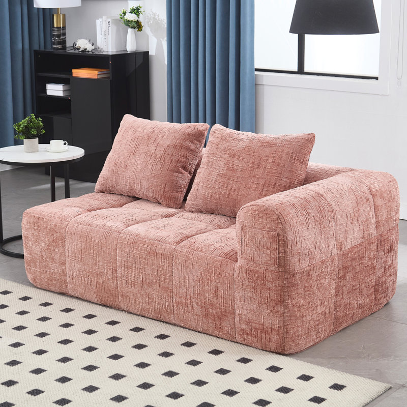Couches d'appartement en chenille rose - rebond rapide et look élégant pour le salon, H 30,77 po x l 30,22 po x P 30,9 po