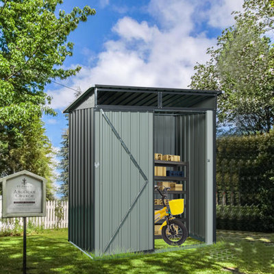 Sophisticated 5ft x 3ft Outdoor Metal Storage Shed Transparent plate Gray for Living Room, Patio & H