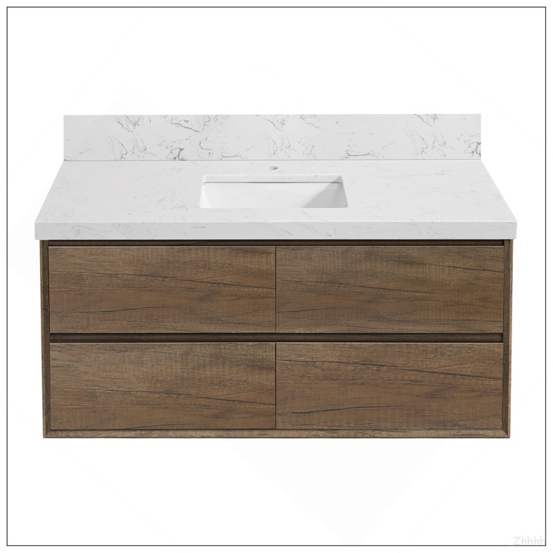 Ensemble de meuble-lavabo mural 48 po, 25.59" H x 48" W x 19.29" D, Oak