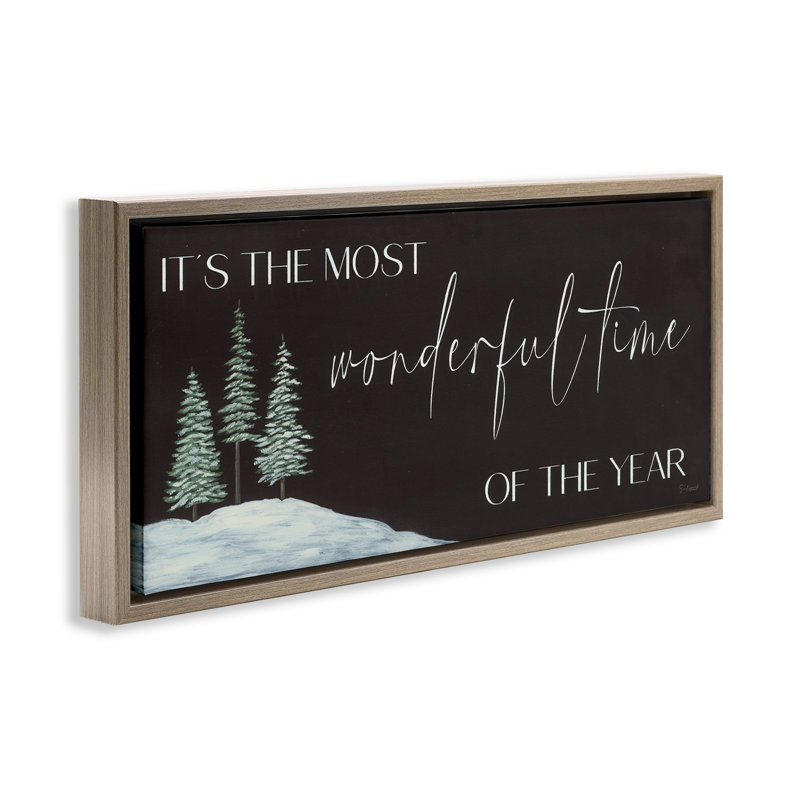 «Most Wonderful Time Holiday», H 11 po x l 25 po, Cadre flottant orme Montalcino